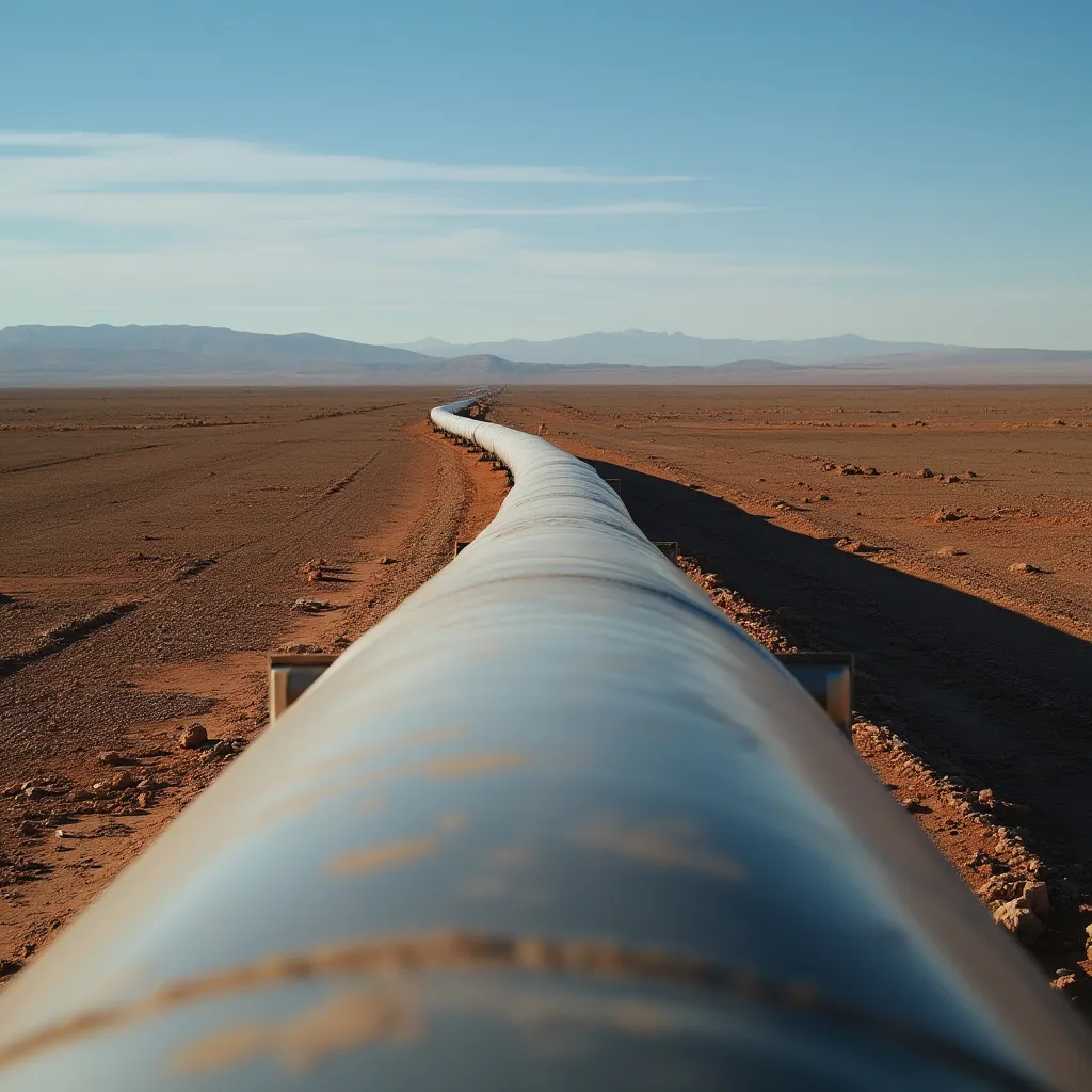 Extensas redes de oleoductos cruzando el paisaje argentino, vitales para el transporte.