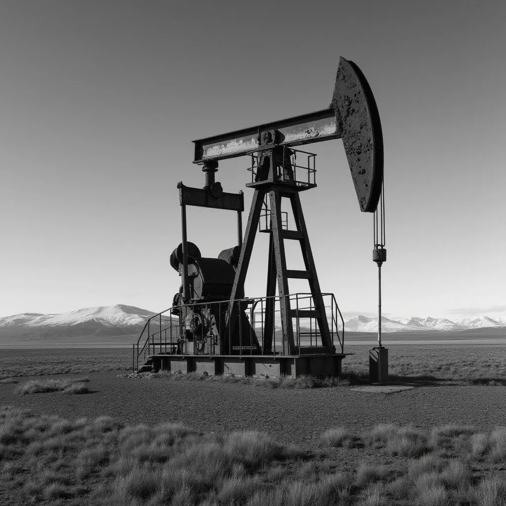 Bomba de extracción de petróleo histórica en la Patagonia Argentina